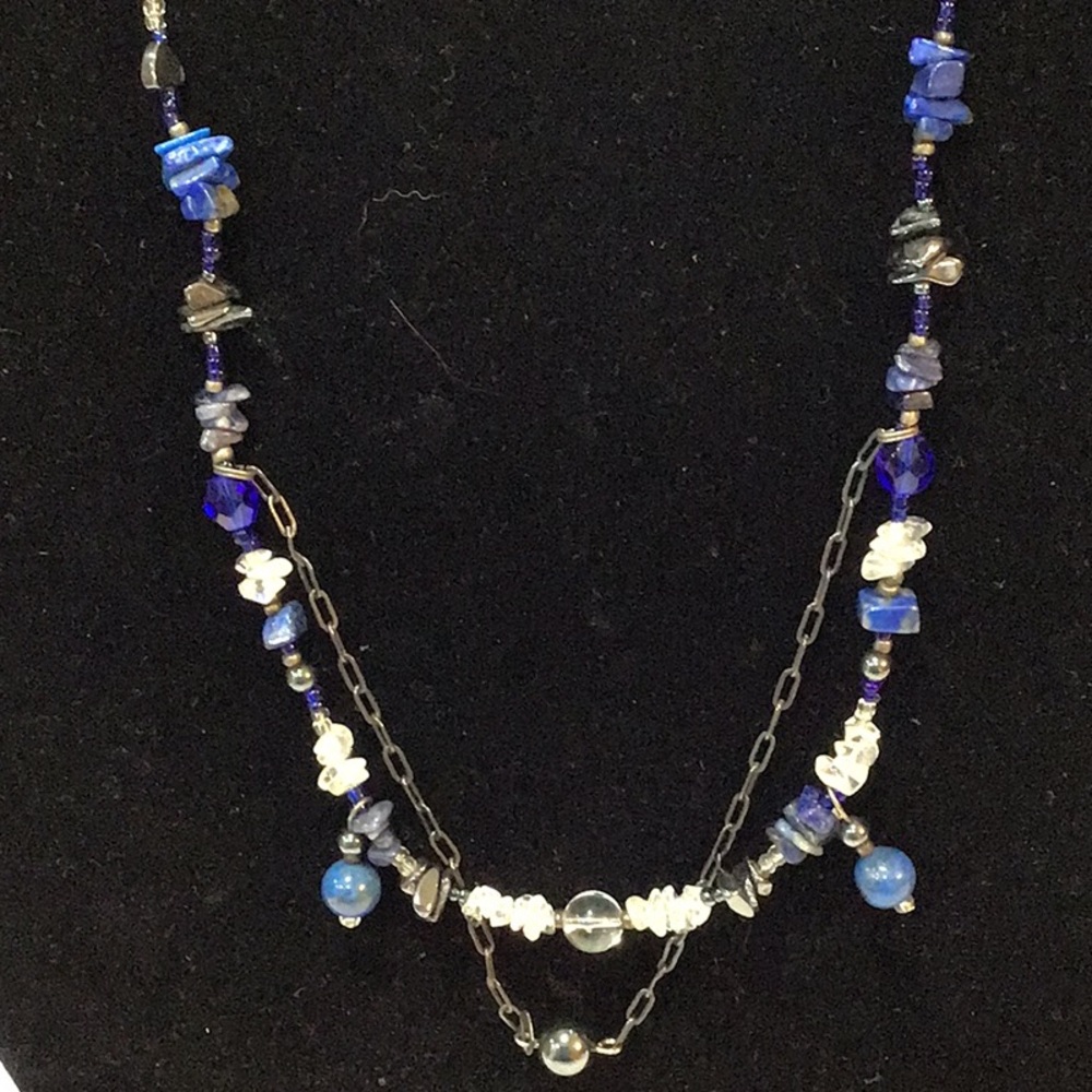 Blue & white beads & chips 30” counterweight extender